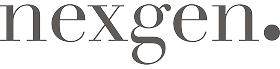 Gray text logo reads "nexgen." in lowercase letters on a transparent background.